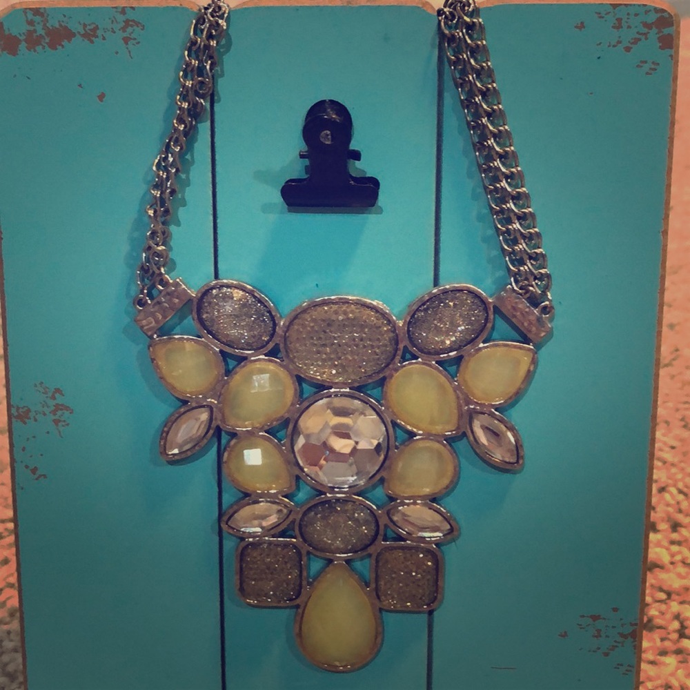 Silver and yellow statement necklace